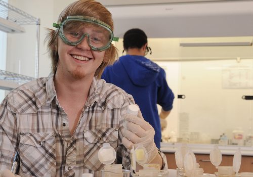 Student in chemistry lab
